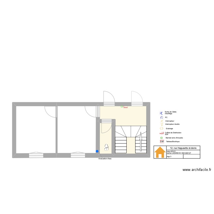 12 haguaette app3. Plan de 3 pièces et 20 m2