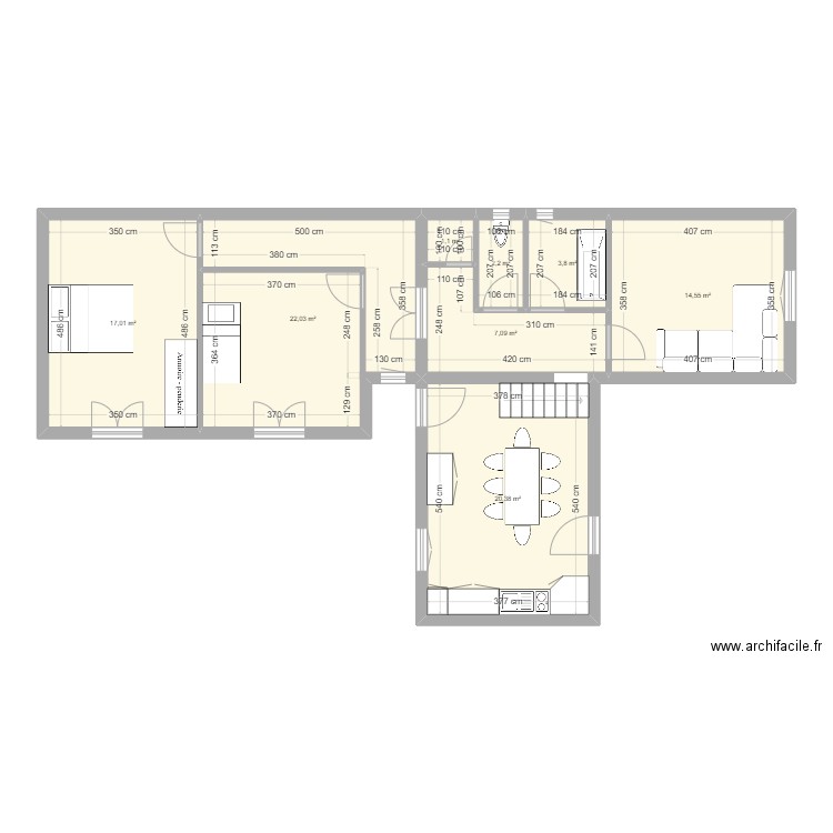 Plan de base actuel cuisine. Plan de 8 pièces et 88 m2