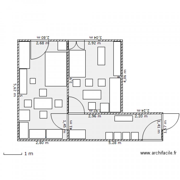 base salon 1 avec mobilier 2. Plan de 0 pièce et 0 m2