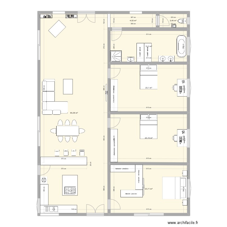 fred. Plan de 7 pièces et 177 m2