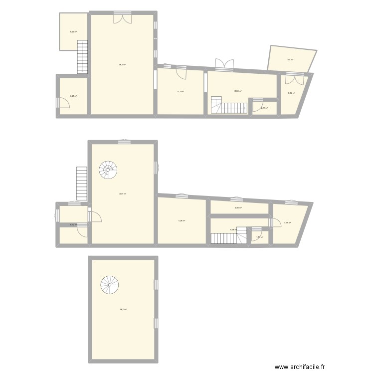 Guilbonde2. Plan de 16 pièces et 212 m2