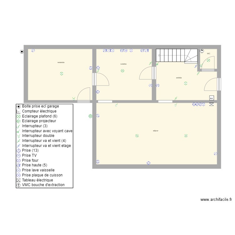 AVESNES LES AUBERT RDC. Plan de 5 pièces et 66 m2