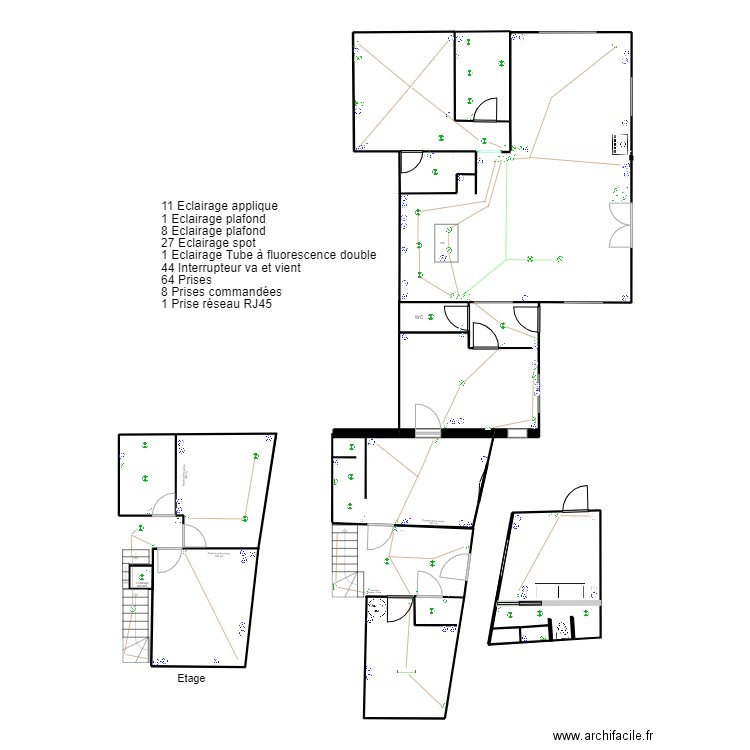 VILLENEUVE V4 ELECTRICITE. Plan de 5 pièces et 43 m2