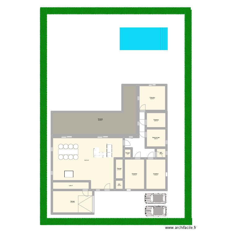 maison 1. Plan de 13 pièces et 178 m2