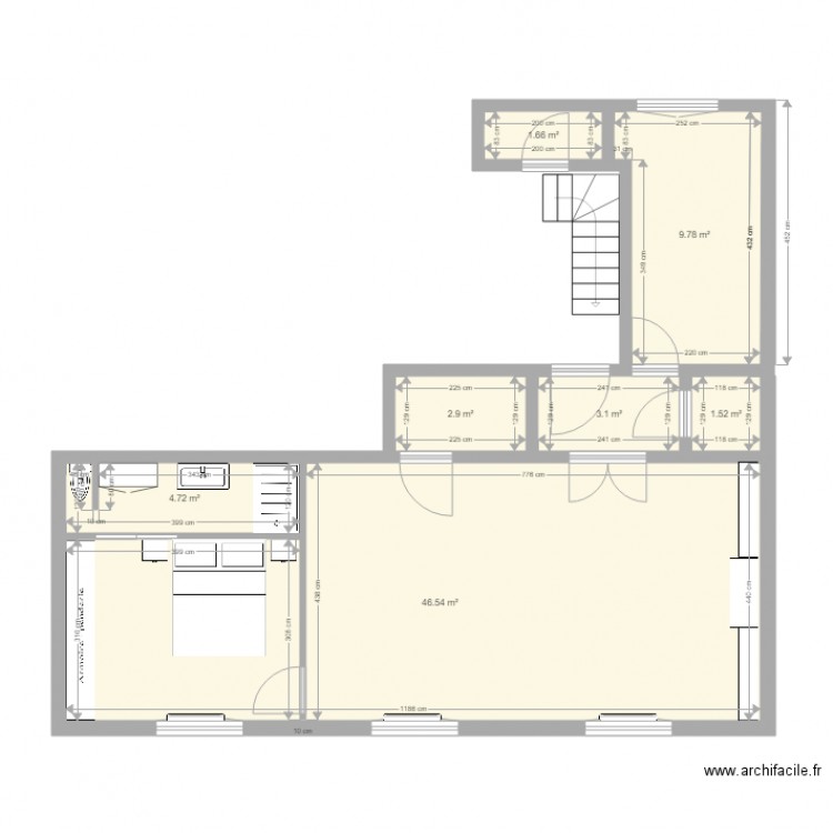 Appartement T3 avec SdB et Chambre. Plan de 0 pièce et 0 m2