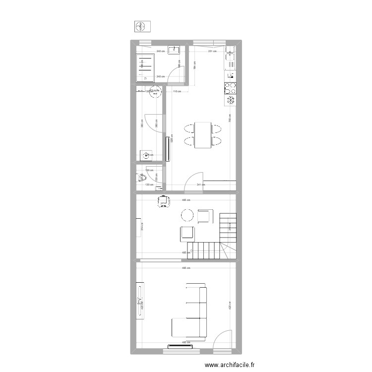 ecaussines gauche. Plan de 9 pièces et 108 m2