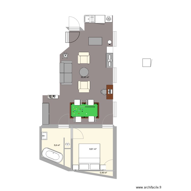Place maurice Berteaux test chambre. Plan de 4 pièces et 48 m2