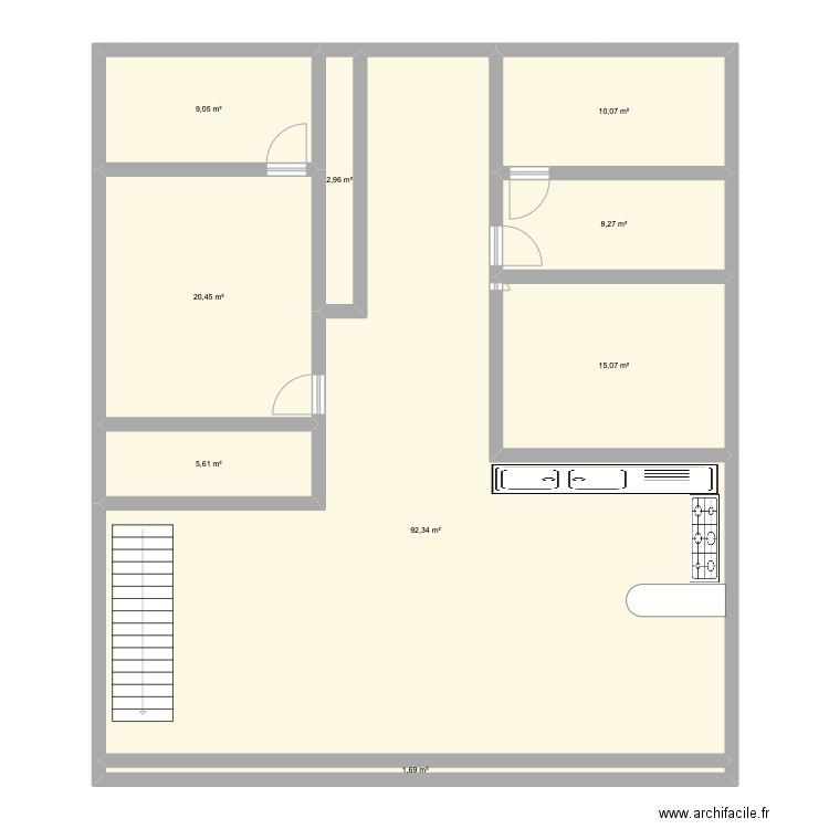 valentin. Plan de 9 pièces et 166 m2