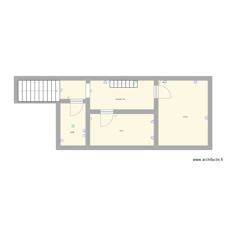 chantier 94 1er étage. Plan de 4 pièces et 37 m2