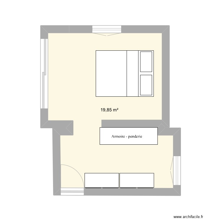 Arthur et Manon chambre. Plan de 1 pièce et 20 m2