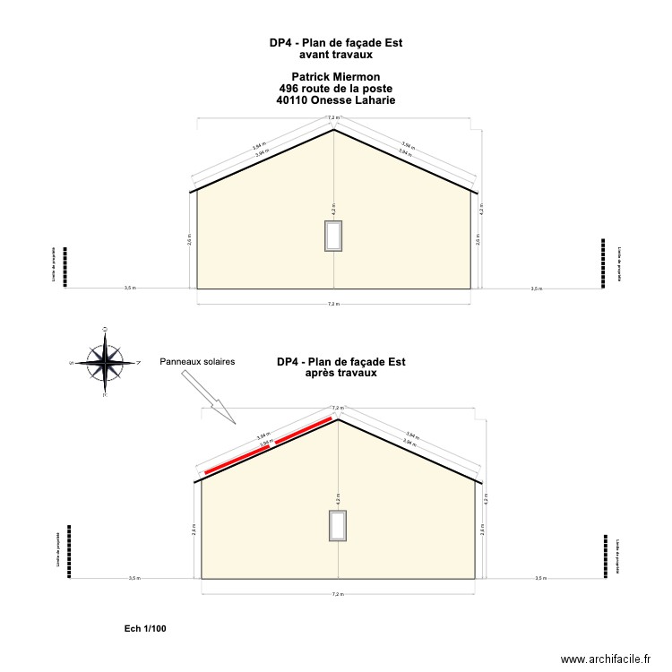 DP4 - Plan de façade Est Onesse. Plan de 0 pièce et 0 m2