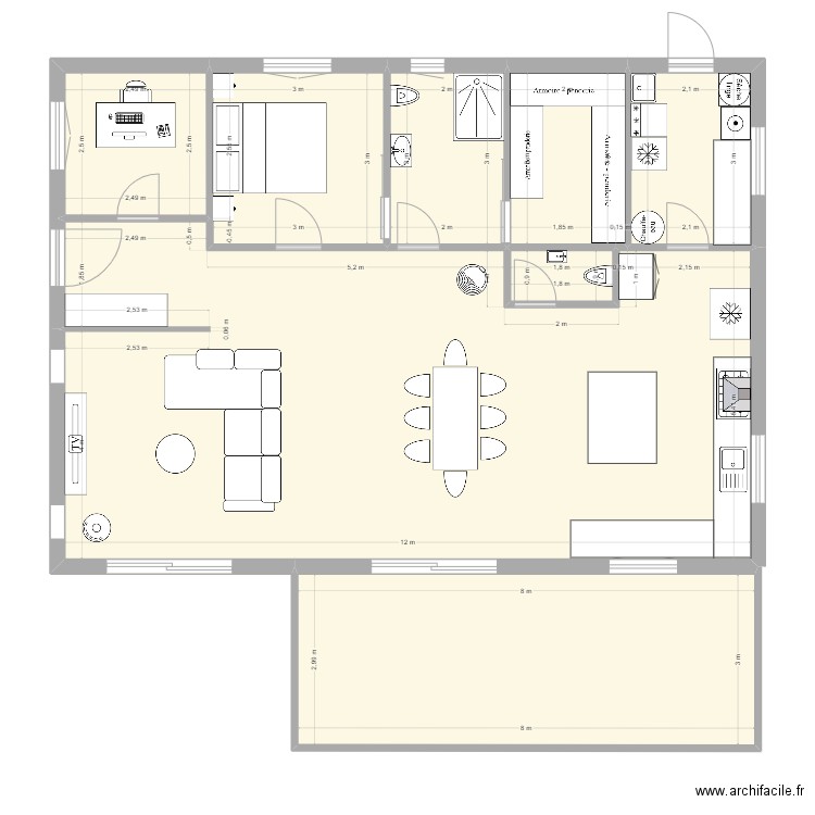 Maison Tarendol Meublé avec mesures & terrasse. Plan de 0 pièce et 0 m2