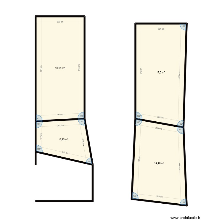 Soutis. Plan de 4 pièces et 57 m2