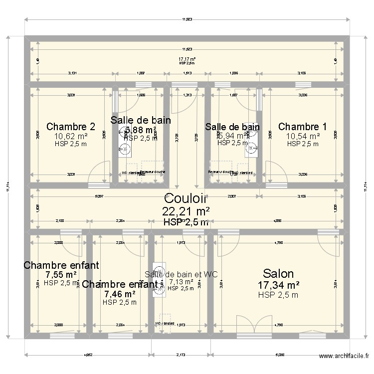 maison f trao1. Plan de 10 pièces et 112 m2