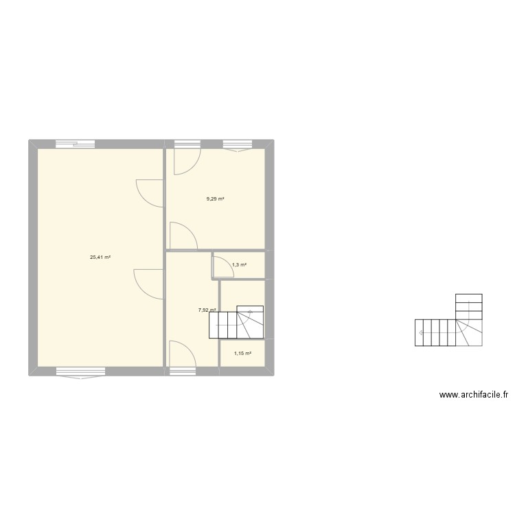 Ted et Po. Plan de 5 pièces et 45 m2