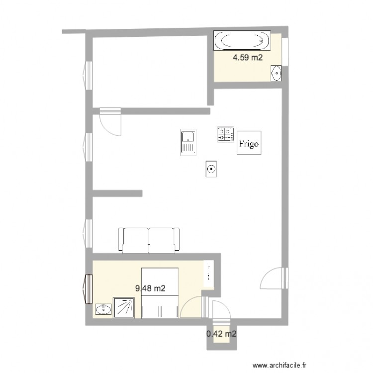 Appartement deplacement cuisine. Plan de 0 pièce et 0 m2