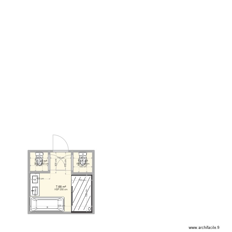 salle de bain metrage actuel (peut agrandir un peu). Plan de 0 pièce et 0 m2