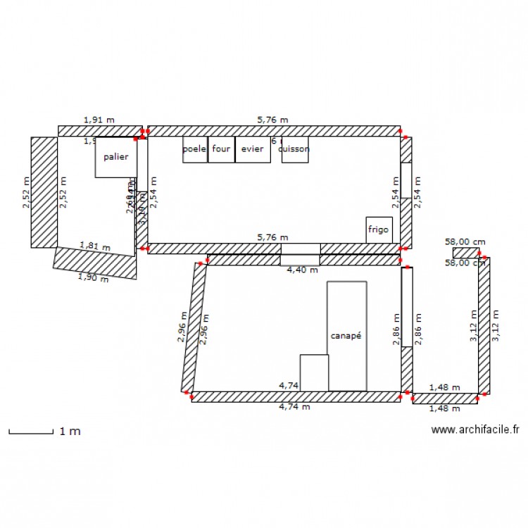 cuisine salon. Plan de 0 pièce et 0 m2