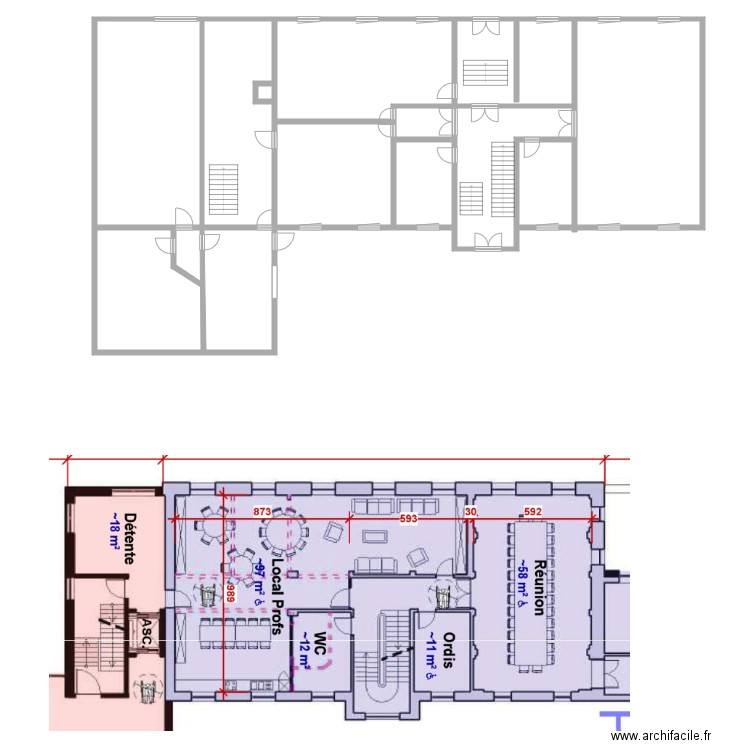 EFT BAT 3  RDC. Plan de 13 pièces et 377 m2