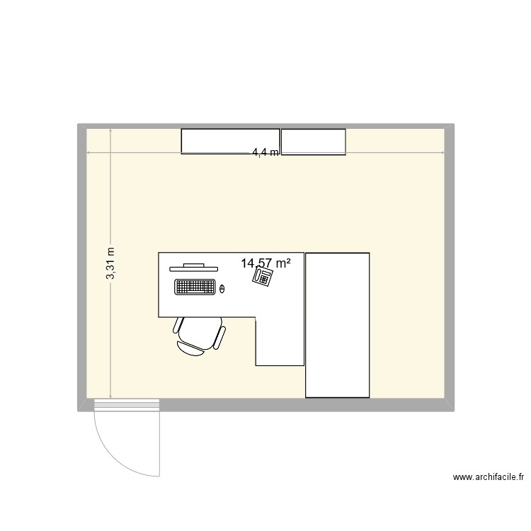 BUREAU SALLE DE PAUSE. Plan de 1 pièce et 15 m2