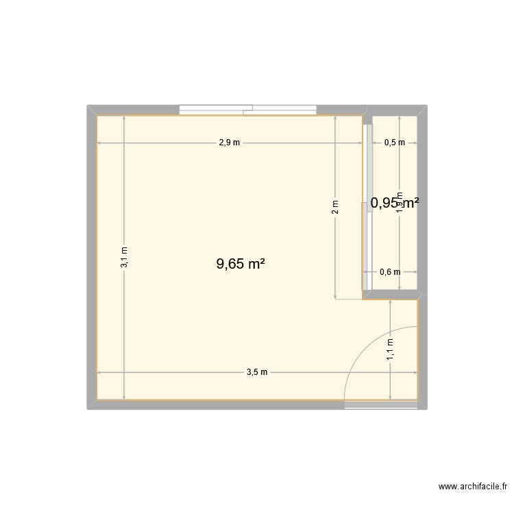 202502_salle_ARO. Plan de 2 pièces et 11 m2