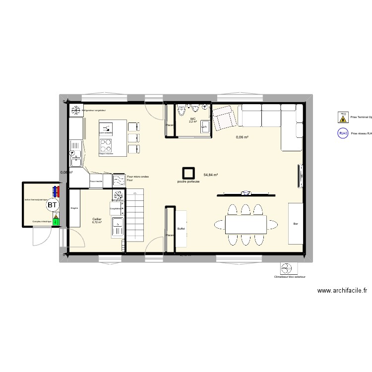 festigny MOI RDC MULTIMÉDIA. Plan de 12 pièces et 69 m2