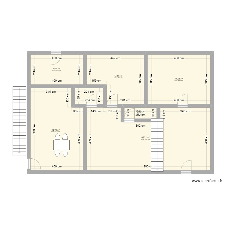 REZ DE CHAUSSEE . Plan de 6 pièces et 116 m2