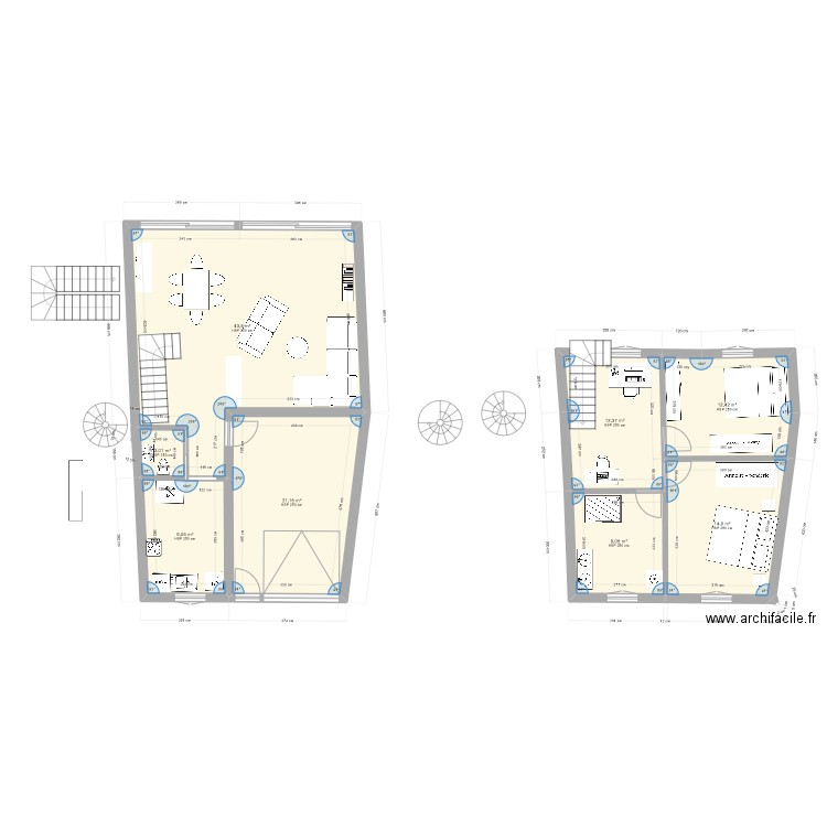 projet république sdb en haut. Plan de 8 pièces et 124 m2