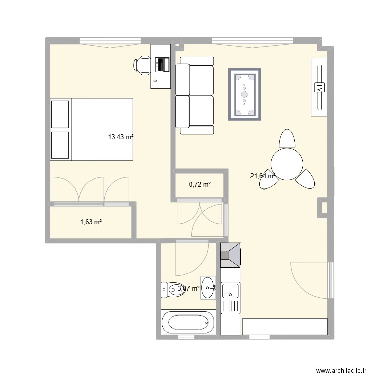 Ardemans 29 reformado. Plan de 5 pièces et 40 m2