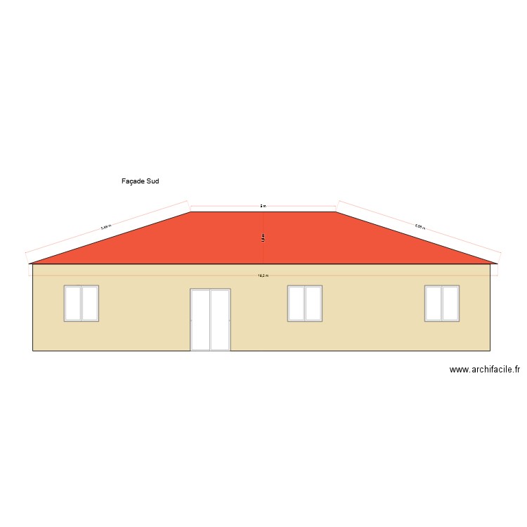 façade Sud. Plan de 0 pièce et 0 m2