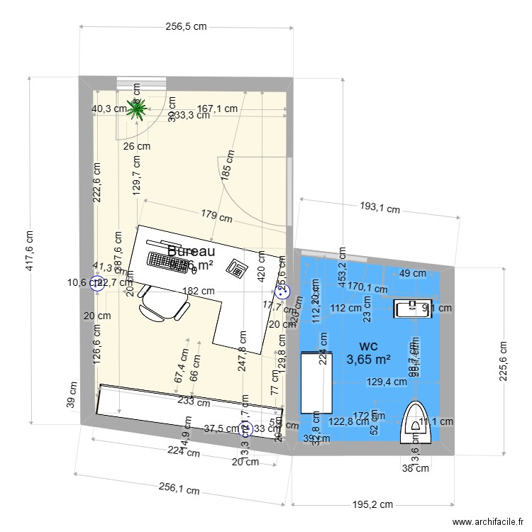 Bureau WC. Plan de 0 pièce et 0 m2