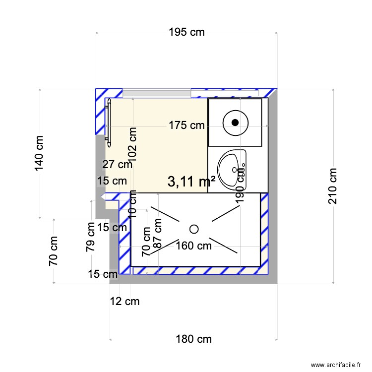 SdB AURIS. Plan de 0 pièce et 0 m2