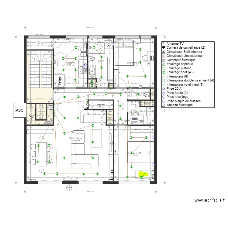 appartement fahmi avec spot complet. Plan de 0 pièce et 0 m2