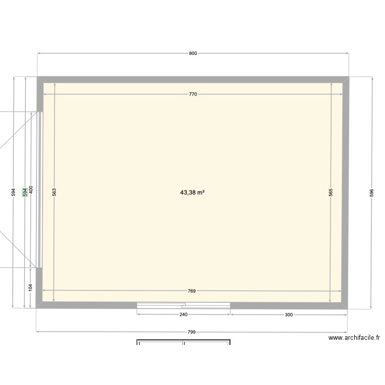 garage 2. Plan de 1 pièce et 43 m2