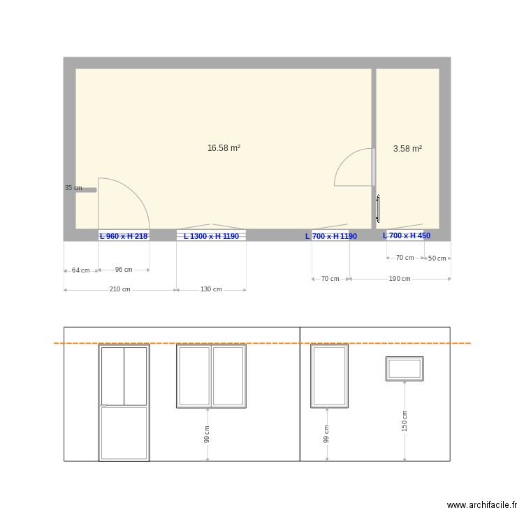 Plan ouvertures. Plan de 0 pièce et 0 m2