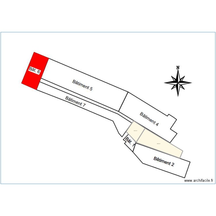 Surface cour. Plan de 2 pièces et 1411 m2