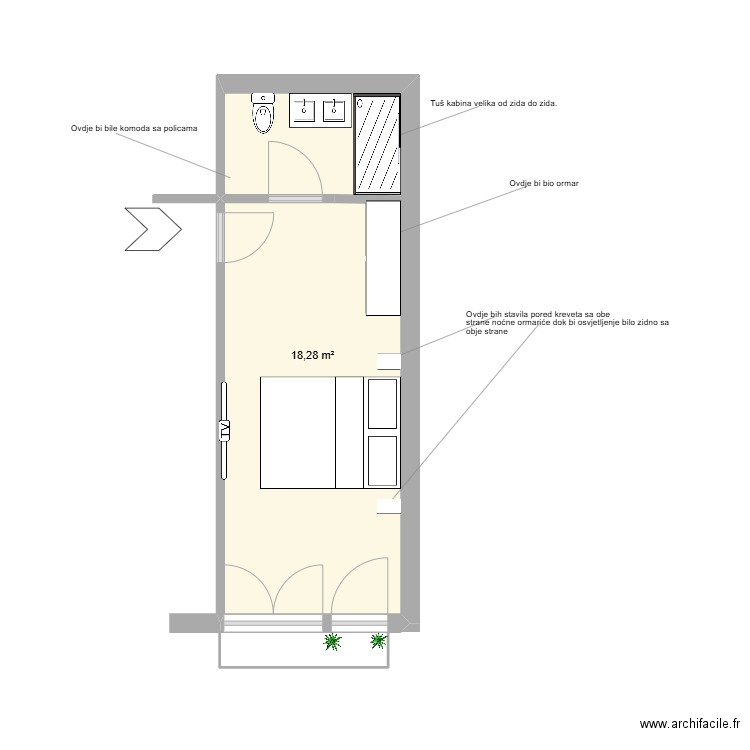 Zadatak 4. Plan de 1 pièce et 18 m2