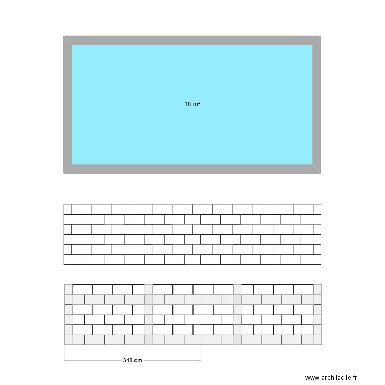 piscine 2. Plan de 1 pièce et 18 m2