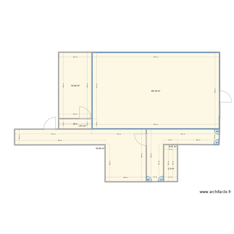 La cresta. Plan de 4 pièces et 26 m2