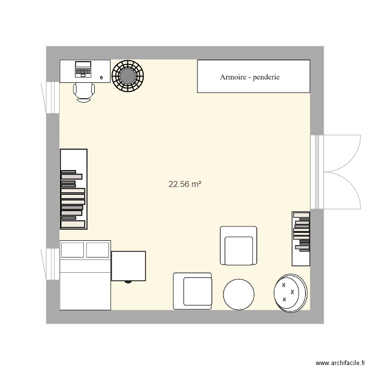 Chambre Ilyas(MAISON ). Plan de 1 pièce et 23 m2