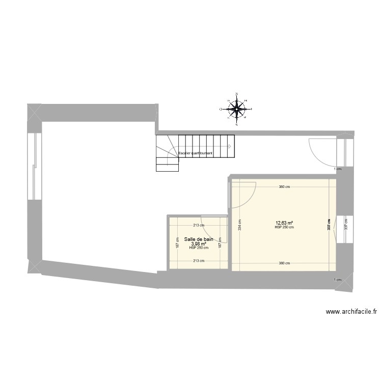 georgette rdc. Plan de 2 pièces et 17 m2