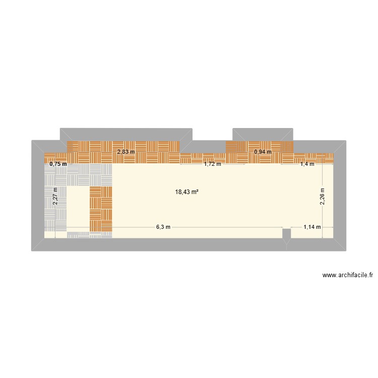 Terrasse80. Plan de 1 pièce et 18 m2