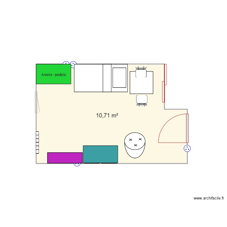 Chambre Nathan. Plan de 1 pièce et 11 m2