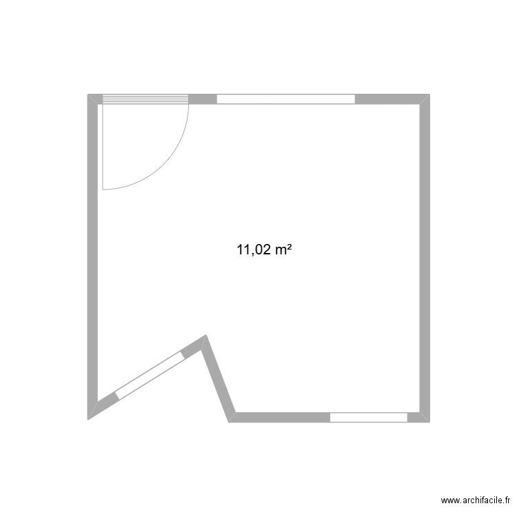 Méridien Cuisine Brute. Plan de 1 pièce et 11 m2