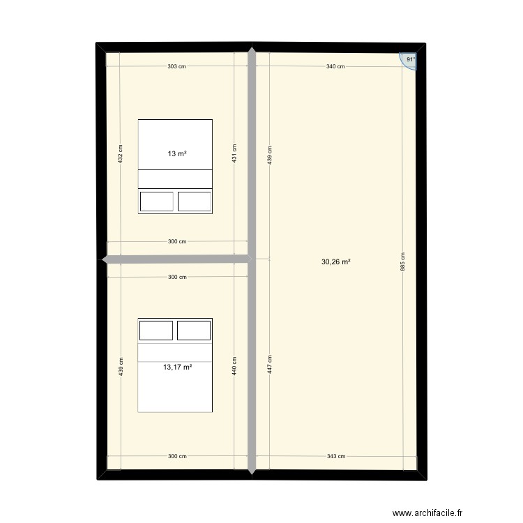 Barra_pequeno_1. Plan de 3 pièces et 56 m2