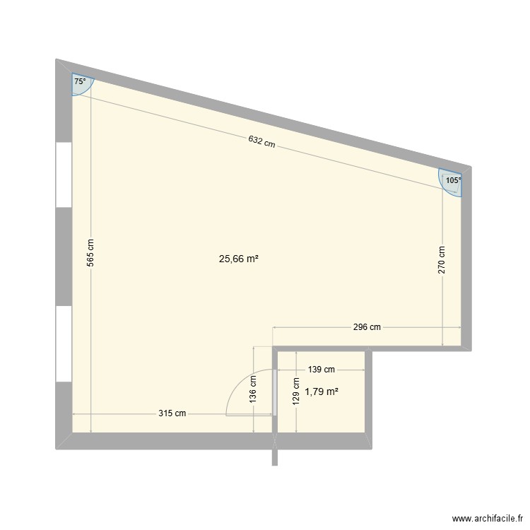 1ER ETAGE. Plan de 2 pièces et 27 m2