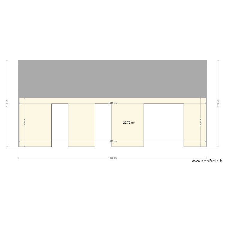 maison coté sud. Plan de 1 pièce et 27 m2