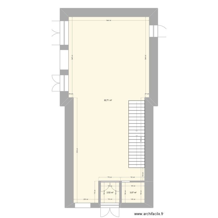 3D RDC. Plan de 3 pièces et 88 m2