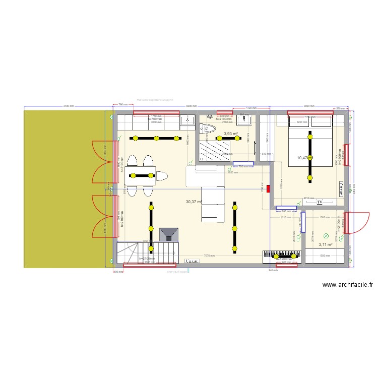 ЕБ 5 св. Plan de 10 pièces et 97 m2