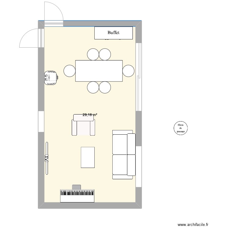 Salon_Ralph 2. Plan de 1 pièce et 29 m2